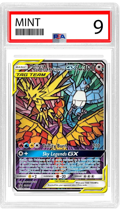 PSA 9 Moltres & Zapdos & Articuno GX SM210 Holo Hidden Fates Promo Black Star