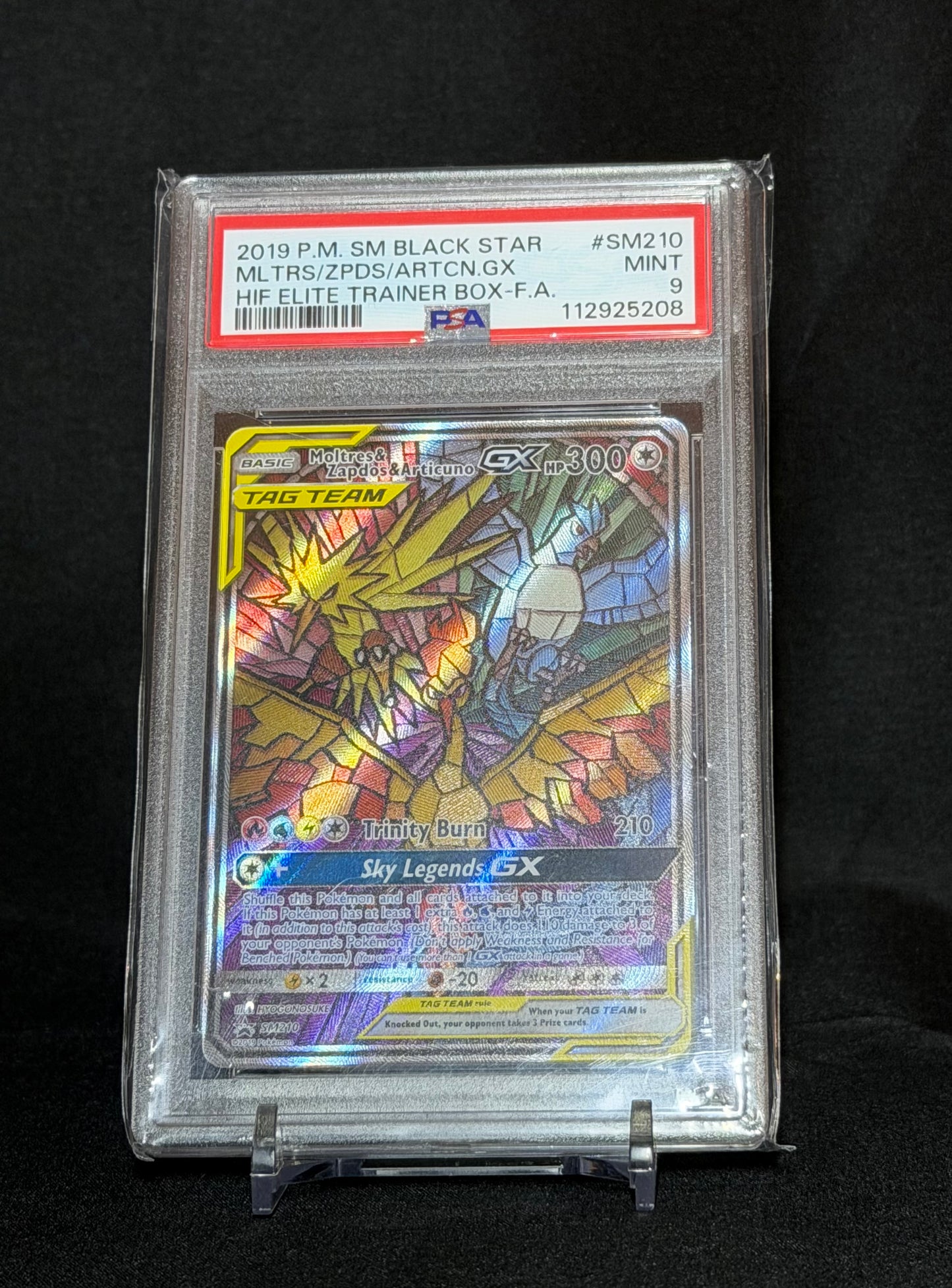 PSA 9 Moltres & Zapdos & Articuno GX SM210 Holo Hidden Fates Promo Black Star