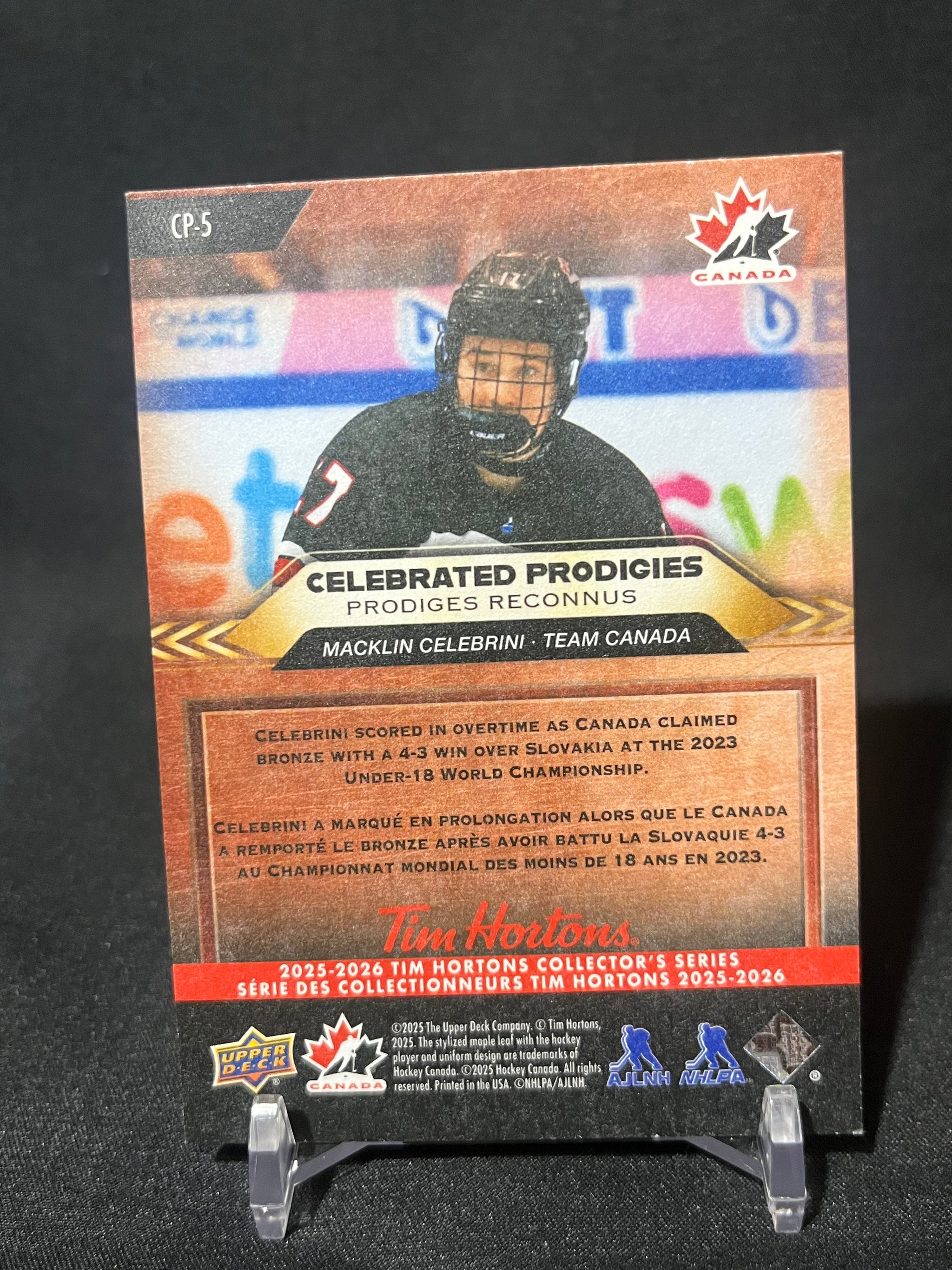 MACKLIN CELEBRINI 25/26 Upper Deck Tim Horton's Team Canada Celebrated Prodigies #CP-5