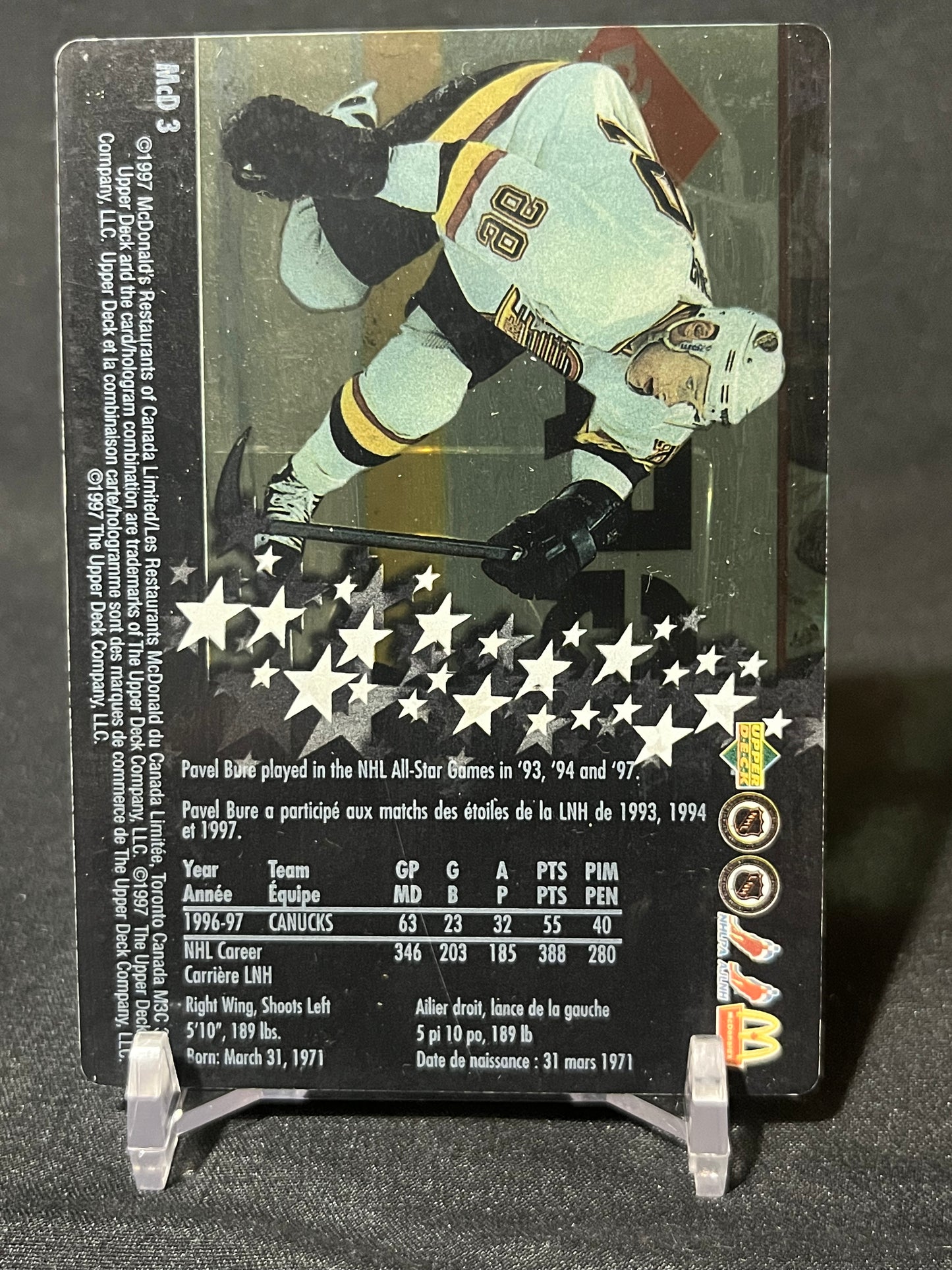 PAVEL BURE 97/98 Upper Deck McDonald Ice McD 3