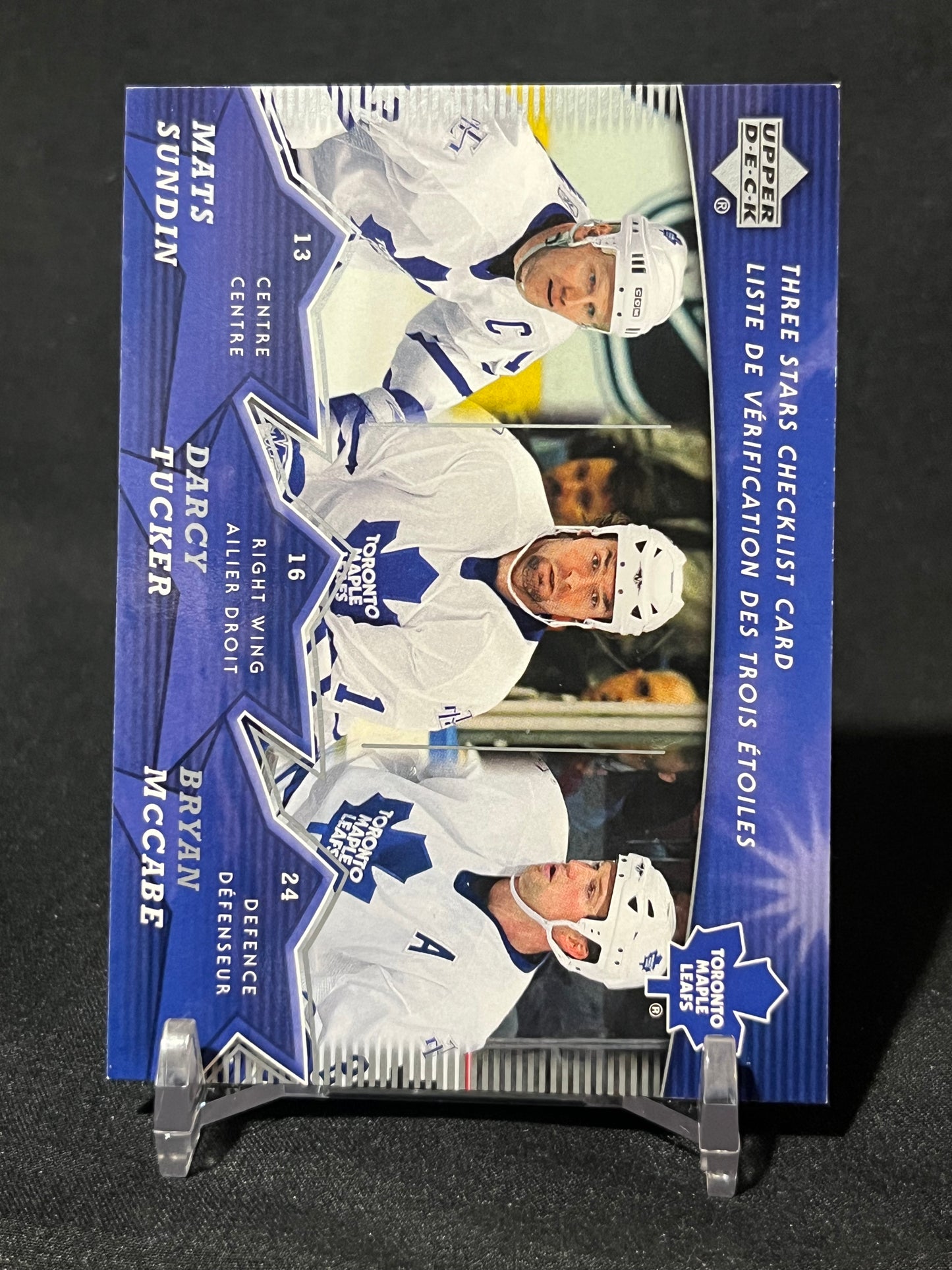 MATS SUNDIN DARCY TUCKER BRYAN MCCABE 07/08 Upper Deck Mcdonald Three Stars Checklist #CL2