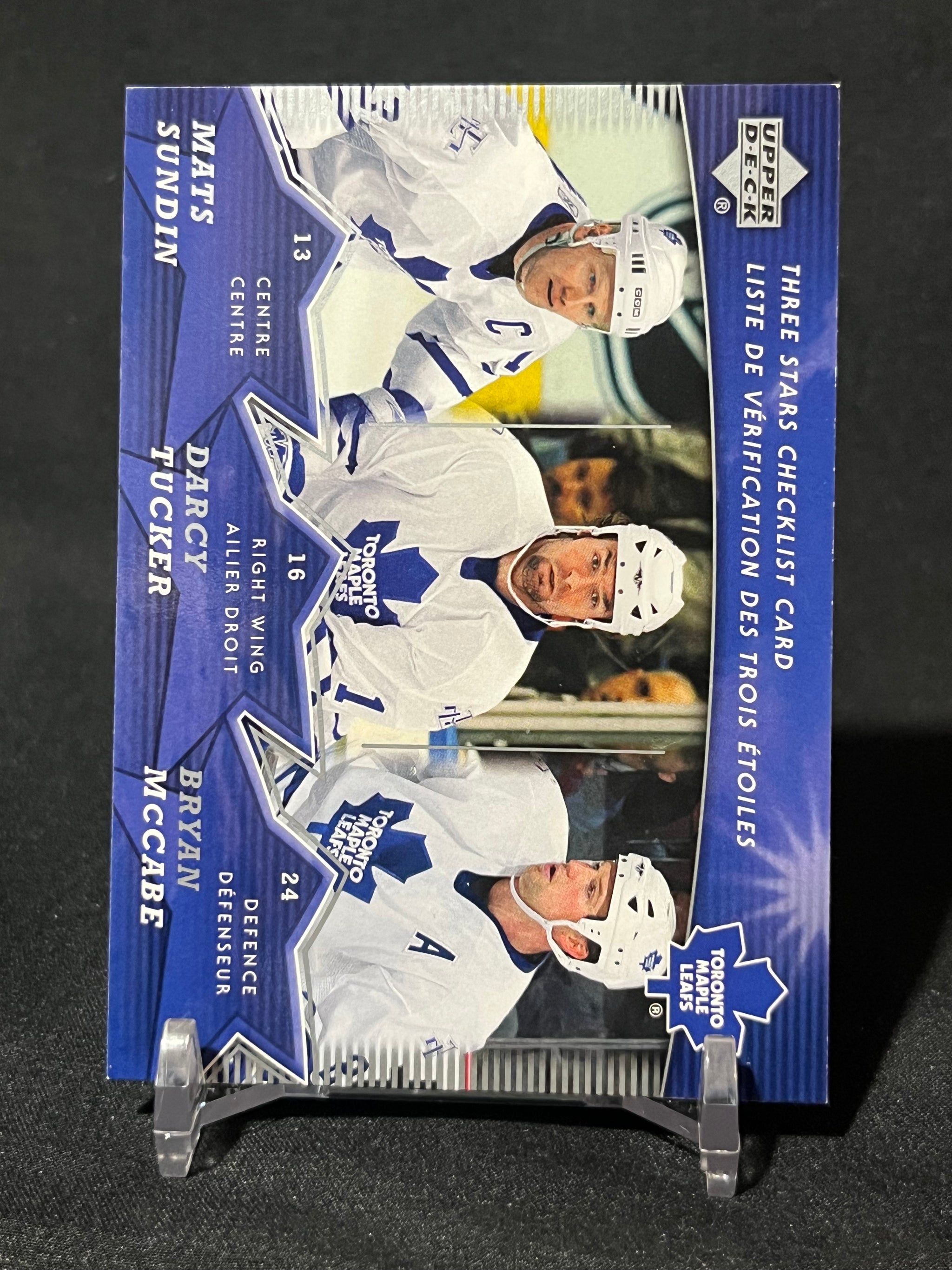 MATS SUNDIN DARCY TUCKER BRYAN MCCABE 07/08 Upper Deck Mcdonald Three Stars Checklist #CL2