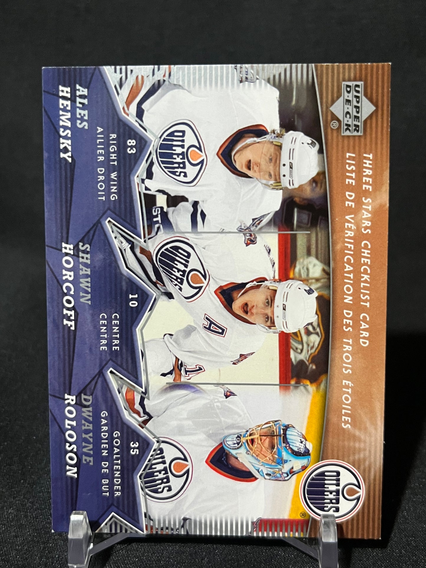 ALES HEMSKY SHAWN HORCOFF DWAYNE ROLOSON 07/08 Upper Deck Mcdonald Three Stars Checklist #CL4