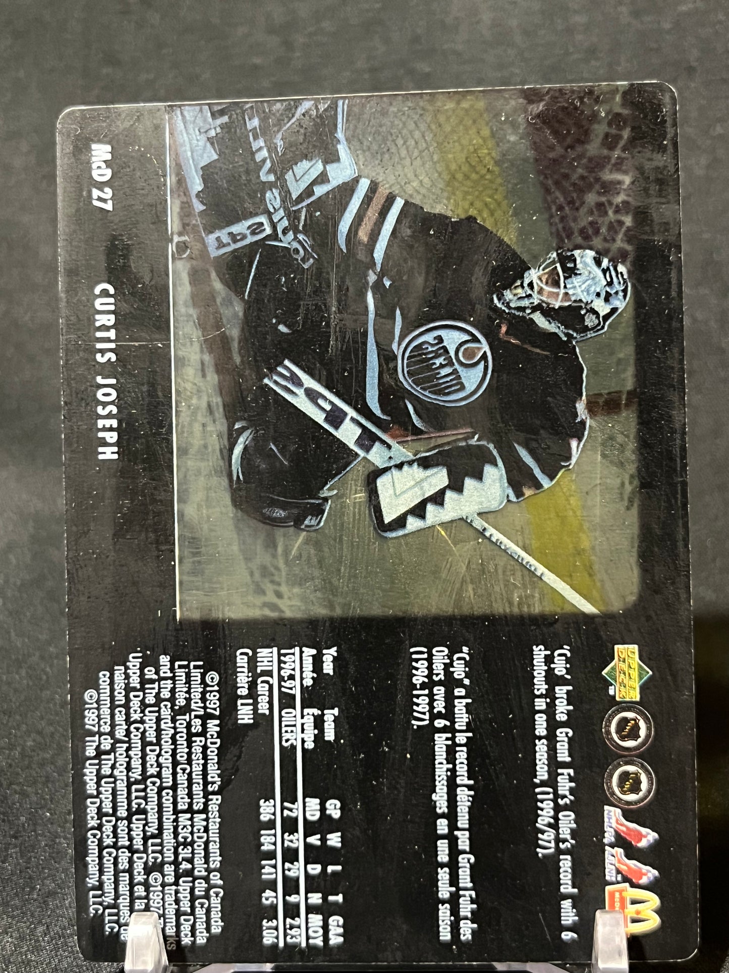 CURTIS JOSEPH 97/98 Upper Deck McDonald Caged Ice McD 27
