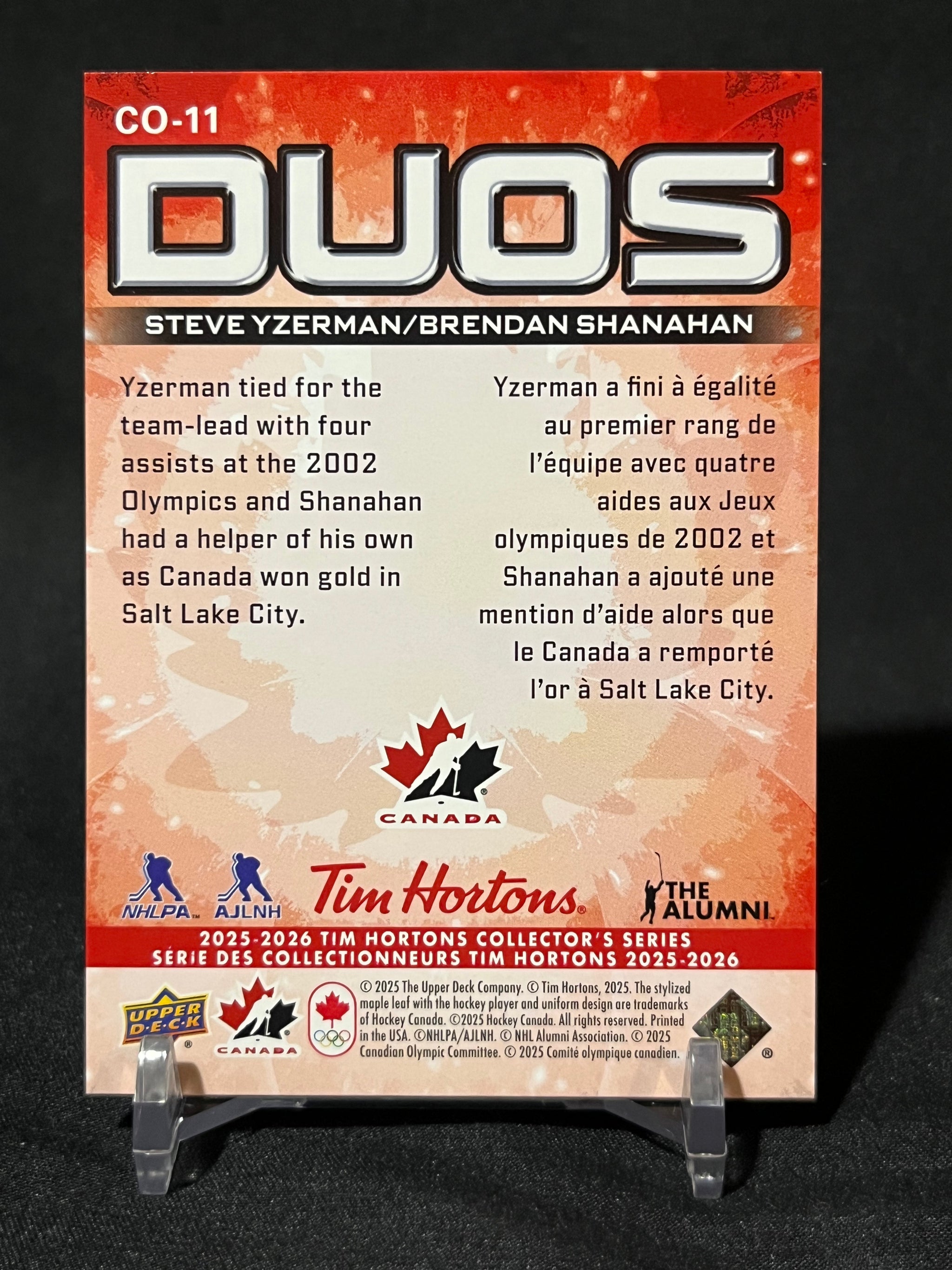 STEVE YZERMAN BRENDAN SHANAHAN 25/26 Upper Deck Tim Horton's Team Canada DUOS #CO-11