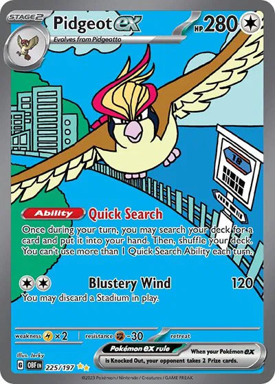 Pidgeot ex Obsidian Flames Special Illustration Rare 225/197