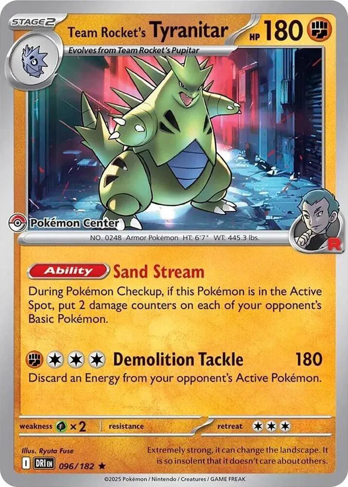 Team Rocket's Tyranitar (Pokemon Center Exclusive) Rare 096/182